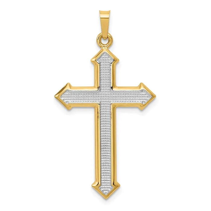 Goldia Necklaces 14k Yellow Rhodium Gold wRhodium Polished and Textured Passion Cross Pendant Goldia Necklaces 14k Yellow Rhodium Gold wRhodium Polished and Textured Passion Cross Pendant
