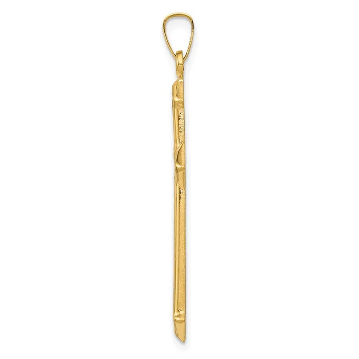 Goldia Necklaces 14k Yellow Rhodium Gold wRhodium Polished and Textured Passion Cross Pendant
