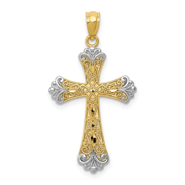 Goldia Necklaces 14k Yellow Rhodium Gold wRhodium Reversible Cross Pendant