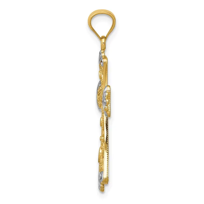 Goldia Necklaces 14k Yellow Rhodium Gold wRhodium Reversible Cross Pendant