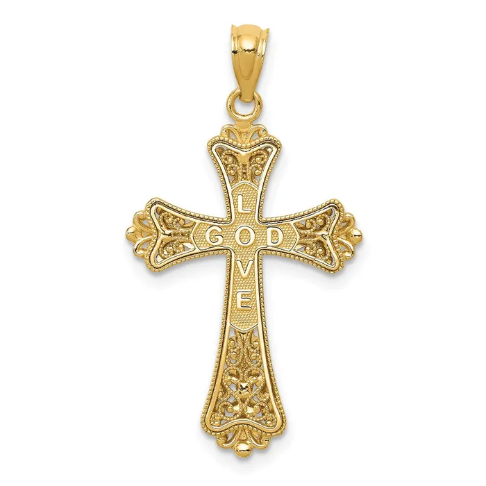 Goldia Necklaces 14k Yellow Rhodium Gold wRhodium Reversible Cross Pendant