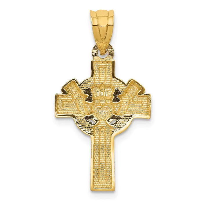 Goldia Necklaces 14k Yellow Rhodium Goldy and Rhodium Accent Claddagh Cross Pendant