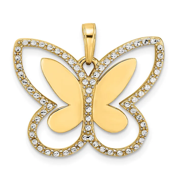 Goldia Necklaces 14k Yellow u0026 Rhodium Gold and White Rhodium Diamondcut Butterfly Pendant Goldia Necklaces 14k Yellow u0026 Rhodium Gold and White Rhodium Diamondcut Butterfly Pendant