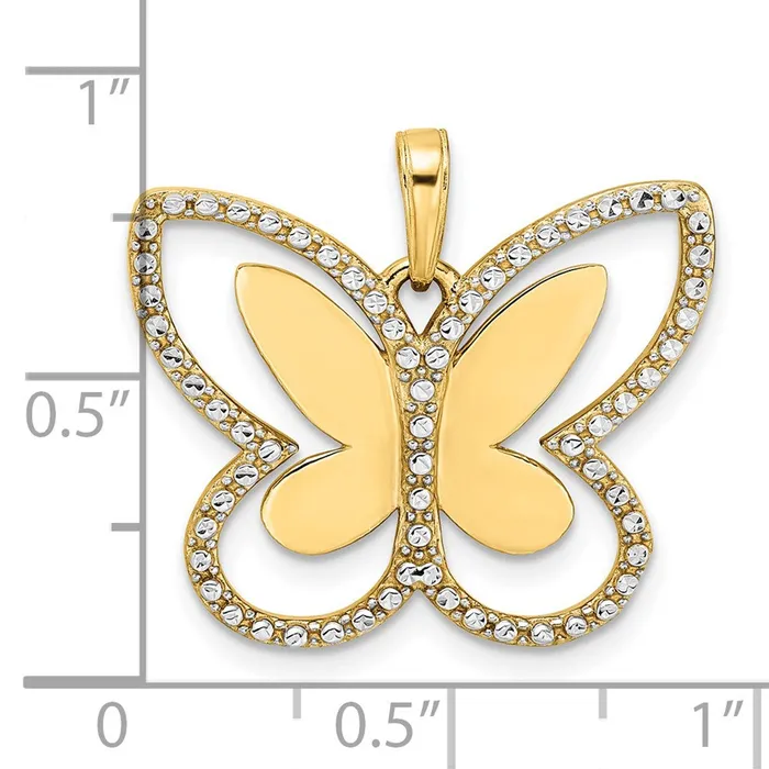 Goldia Necklaces 14k Yellow u0026 Rhodium Gold and White Rhodium Diamondcut Butterfly Pendant