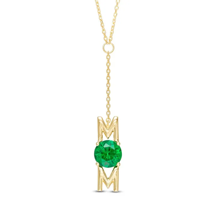 Goldia Necklaces 70mm LabCreated Emerald MOM Y Necklace in Sterling Silver with 14K Gold Plate 185 Goldia Necklaces 70mm LabCreated Emerald MOM Y Necklace in Sterling Silver with 14K Gold Plate 185
