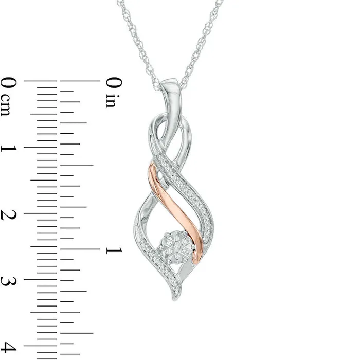 Goldia Necklaces Natural Diamond Accent Infinity Twist Pendant in Sterling Silver and 10K Rose Gold Goldia Necklaces Natural Diamond Accent Infinity Twist Pendant in Sterling Silver and 10K Rose Gold