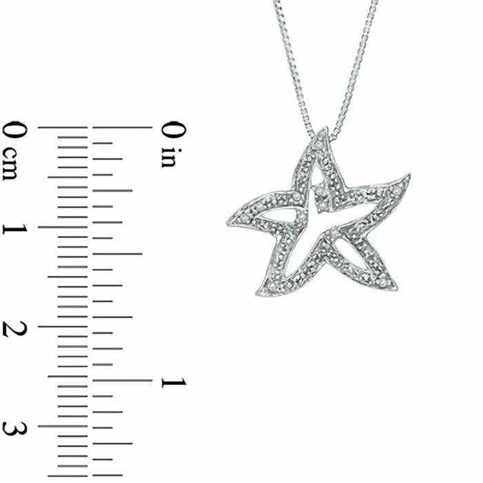 Goldia Necklaces Natural Diamond Accent Starfish Pendant in Sterling Silver Goldia Necklaces Natural Diamond Accent Starfish Pendant in Sterling Silver