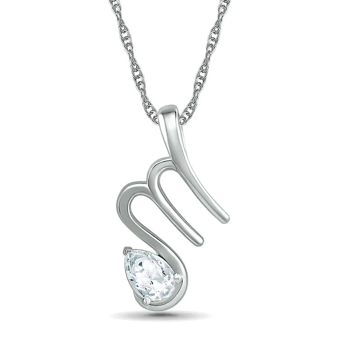 Goldia Necklaces PearShaped White LabCreated Sapphire Scorpio Zodiac Sign Pendant in Sterling Silver Goldia Necklaces PearShaped White LabCreated Sapphire Scorpio Zodiac Sign Pendant in Sterling Silver