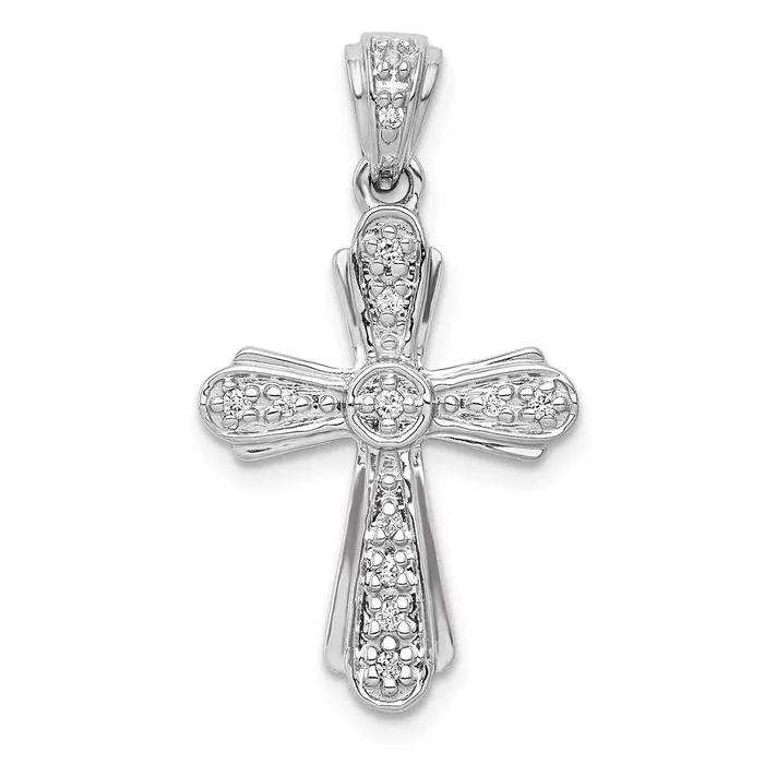 Goldia Necklaces Solid 14k White Gold 110ct Simulated CZ Cross Pendant