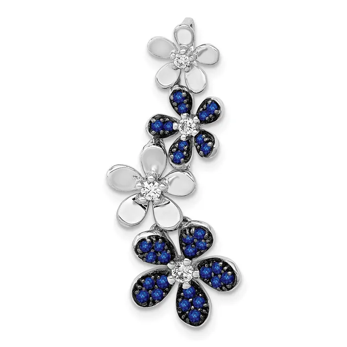Goldia Necklaces Solid 14k White Gold Simulated CZ and 29 Sapphire 4 Flowers Pendant Goldia Necklaces Solid 14k White Gold Simulated CZ and 29 Sapphire 4 Flowers Pendant