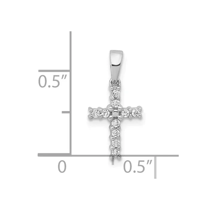 Goldia Necklaces Solid 14k White Gold Simulated CZ Latin Cross Pendant