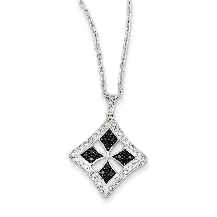Goldia Necklaces Sterling Silver Black Diamond u0026 Diamond Shape Pendant Goldia Necklaces Sterling Silver Black Diamond u0026 Diamond Shape Pendant