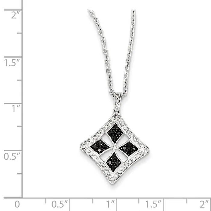 Goldia Necklaces Sterling Silver Black Diamond u0026 Diamond Shape Pendant