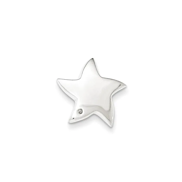 Goldia Necklaces Sterling Silver Polished Diamond Star Chain Slide