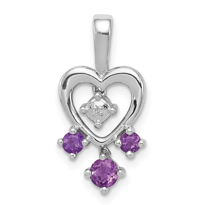 Goldia Necklaces Sterling Silver Rhodiumplated Amethyst Diamond Pendant