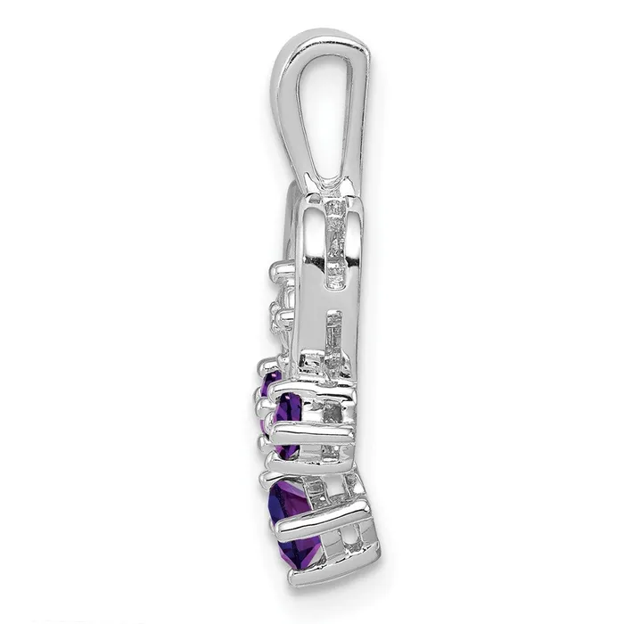 Goldia Necklaces Sterling Silver Rhodiumplated Amethyst Diamond Pendant