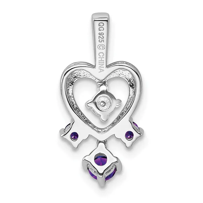 Goldia Necklaces Sterling Silver Rhodiumplated Amethyst Diamond Pendant