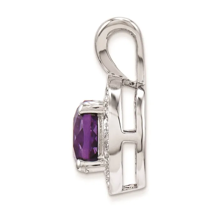 Goldia Necklaces Sterling Silver Rhodiumplated Diamond u0026 Amethyst Pendant