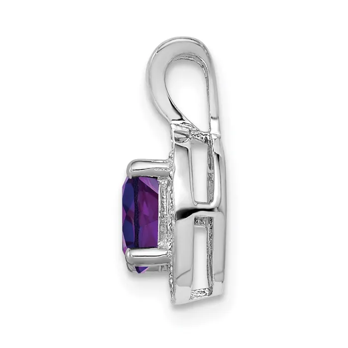 Goldia Necklaces Sterling Silver Rhodiumplated Diamond u0026 Amethyst Pendant