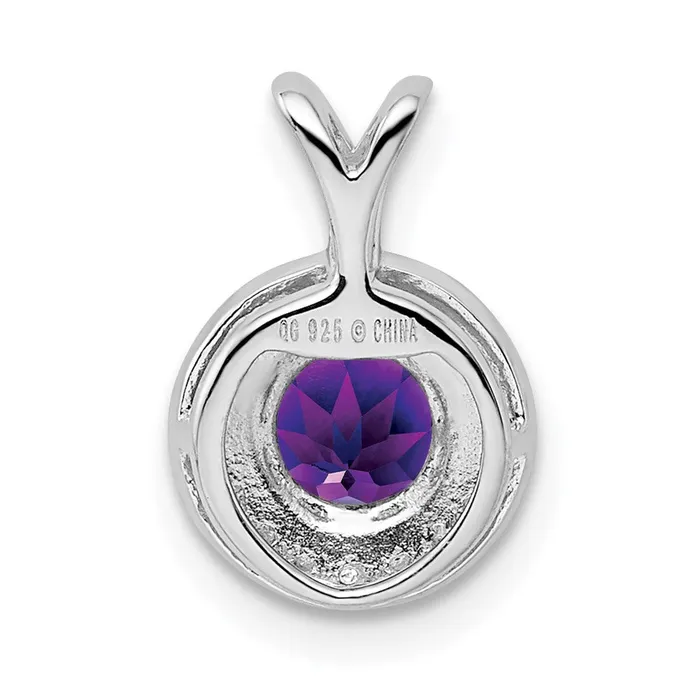 Goldia Necklaces Sterling Silver Rhodiumplated Diamond u0026 Amethyst Pendant
