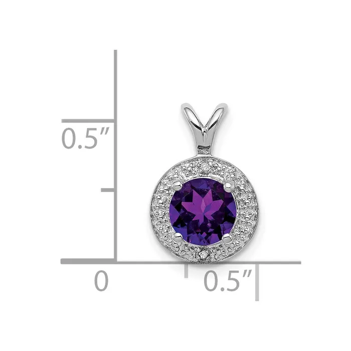 Goldia Necklaces Sterling Silver Rhodiumplated Diamond u0026 Amethyst Pendant