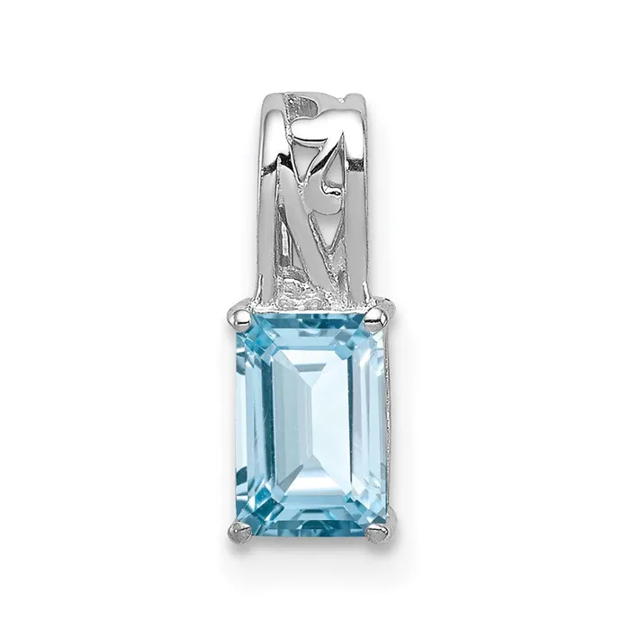 Goldia Necklaces Sterling Silver Rhodium Plated Sky Blue Topaz Rectangle Pendant Goldia Necklaces Sterling Silver Rhodium Plated Sky Blue Topaz Rectangle Pendant