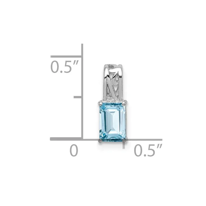 Goldia Necklaces Sterling Silver Rhodium Plated Sky Blue Topaz Rectangle Pendant