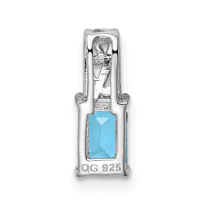 Goldia Necklaces Sterling Silver Rhodium Plated Sky Blue Topaz Rectangle Pendant