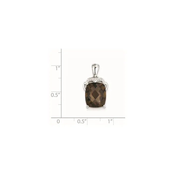 Goldia Necklaces Sterling Silver Smoky Quartz and Diamond Pendant