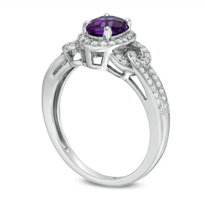 Goldia Oval Amethyst and LabCreated White Sapphire Collar Ring in Sterling Silver Rings Goldia Oval Amethyst and LabCreated White Sapphire Collar Ring in Sterling Silver Rings