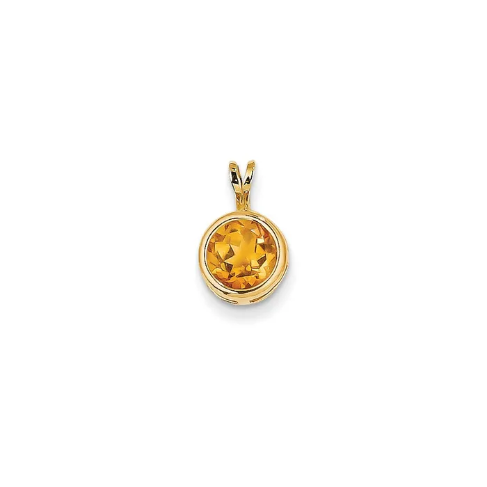 Goldia PreStyled Sets 14K Yellow Gold 7mm Citrine Checker bezel pendant