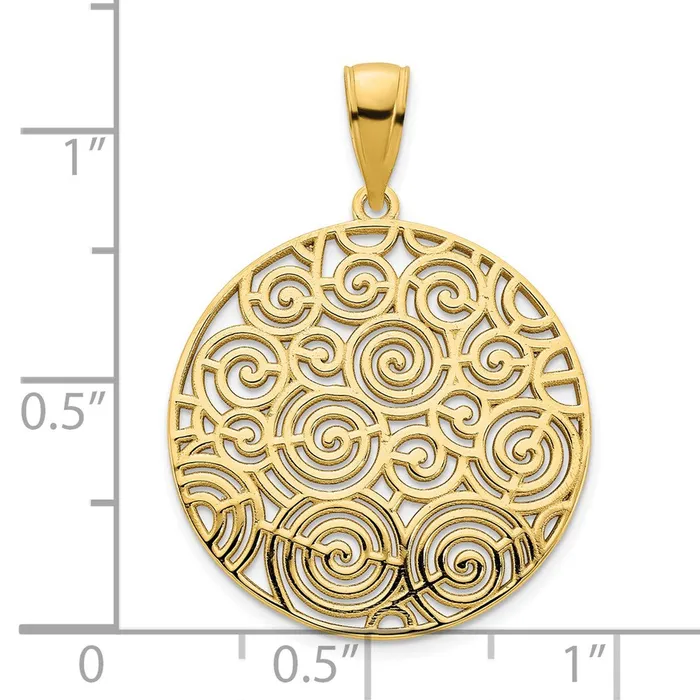 Goldia PreStyled Sets 14k Yellow Gold Fancy Filigree Disc Pendant