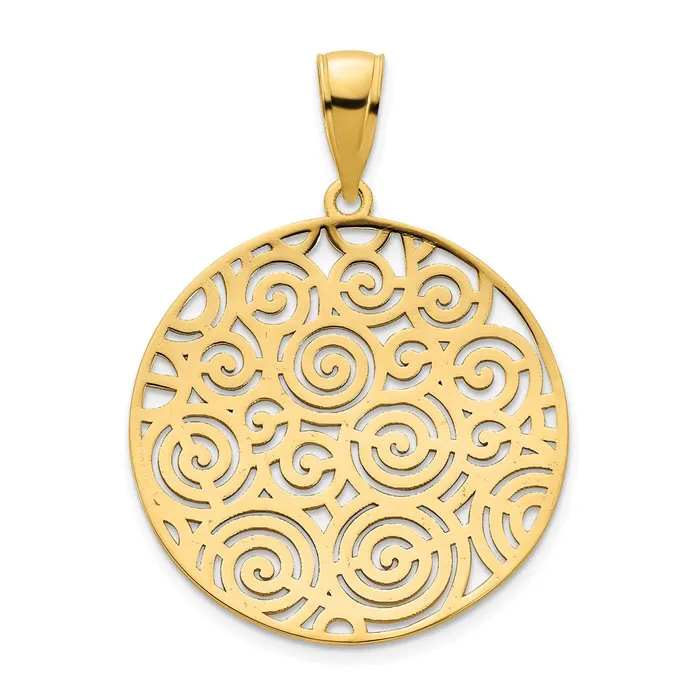 Goldia PreStyled Sets 14k Yellow Gold Fancy Filigree Disc Pendant