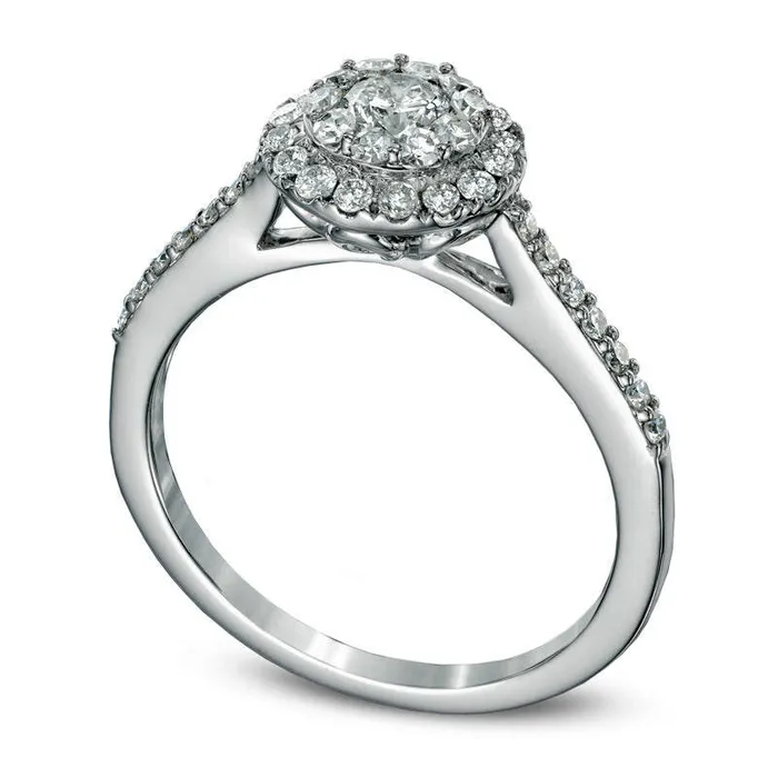 Goldia Previously Owned 075 CT TW Natural Diamond Double Frame Engagement Ring in Solid 14K White Gold Rings Goldia Previously Owned 075 CT TW Natural Diamond Double Frame Engagement Ring in Solid 14K White Gold Rings