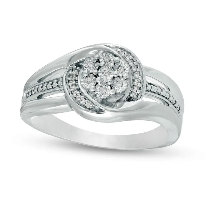 Goldia Rings 005 CT TW Composite Natural Diamond Bypass Split Shank Promise Ring in Sterling Silver Goldia Rings 005 CT TW Composite Natural Diamond Bypass Split Shank Promise Ring in Sterling Silver