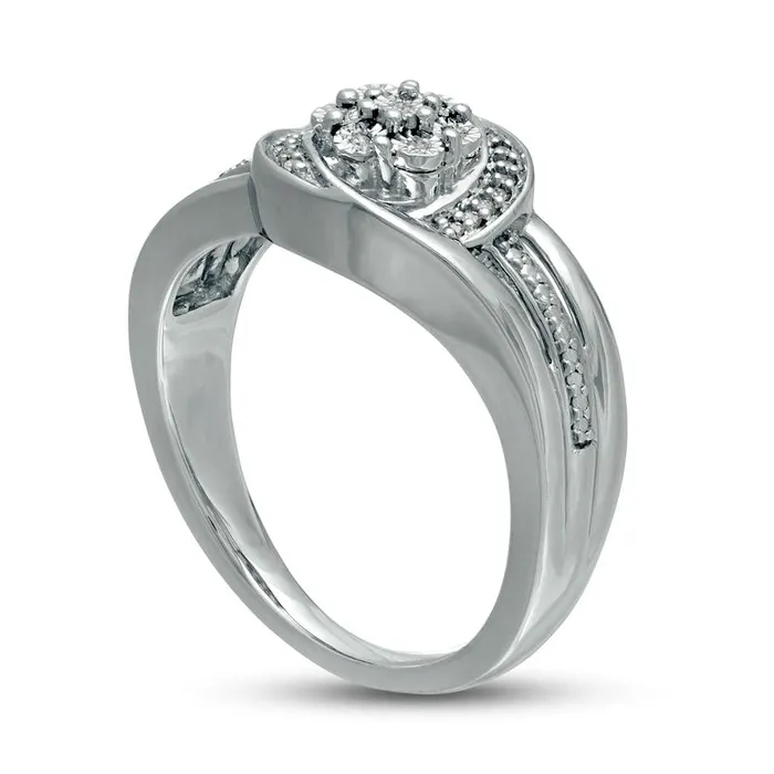 Goldia Rings 005 CT TW Composite Natural Diamond Bypass Split Shank Promise Ring in Sterling Silver Goldia Rings 005 CT TW Composite Natural Diamond Bypass Split Shank Promise Ring in Sterling Silver