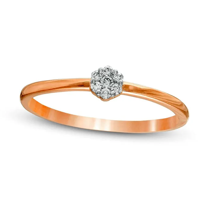 Goldia Rings 007 CT TW Composite Natural Diamond Small Flower Promise Ring in Solid 10K Rose Gold Goldia Rings 007 CT TW Composite Natural Diamond Small Flower Promise Ring in Solid 10K Rose Gold