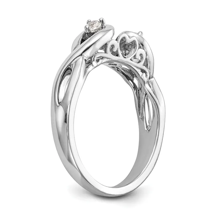 Goldia Rings 010ct CZ Solid Real 14k White Gold Peg Set Infinity Engagement Ring