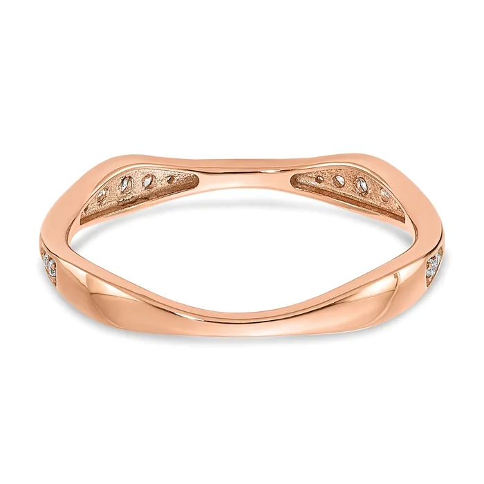 Goldia Rings 012ct CZ Solid Real 14k Rose Gold Wedding Wedding Band Ring