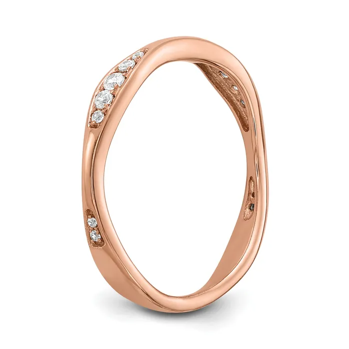 Goldia Rings 012ct CZ Solid Real 14k Rose Gold Wedding Wedding Band Ring