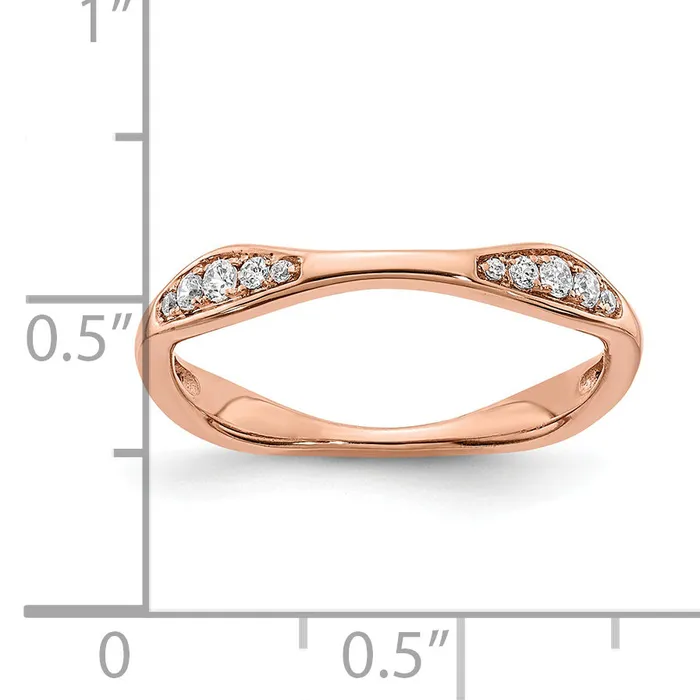 Goldia Rings 012ct CZ Solid Real 14k Rose Gold Wedding Wedding Band Ring
