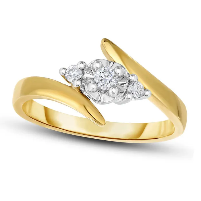 Goldia Rings 013 CT TW Natural Diamond Three Stone Bypass Engagement Ring in Solid 10K White Gold Goldia Rings 013 CT TW Natural Diamond Three Stone Bypass Engagement Ring in Solid 10K White Gold