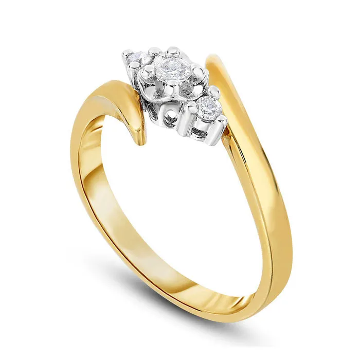 Goldia Rings 013 CT TW Natural Diamond Three Stone Bypass Engagement Ring in Solid 10K White Gold Goldia Rings 013 CT TW Natural Diamond Three Stone Bypass Engagement Ring in Solid 10K White Gold