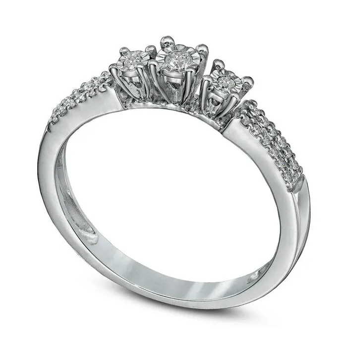 Goldia Rings 013 CT TW Natural Diamond Three Stone Promise Ring in Sterling Silver Goldia Rings 013 CT TW Natural Diamond Three Stone Promise Ring in Sterling Silver