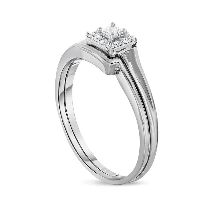 Goldia Rings 017 CT TW PrincessCut Natural Diamond Frame Promise Ring Set in Solid 10K White Gold Goldia Rings 017 CT TW PrincessCut Natural Diamond Frame Promise Ring Set in Solid 10K White Gold