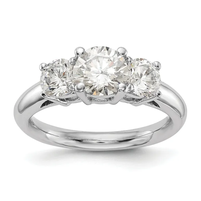 Goldia Rings 017ct CZ Solid Real 14K White Gold 3Stone Engagement Ring