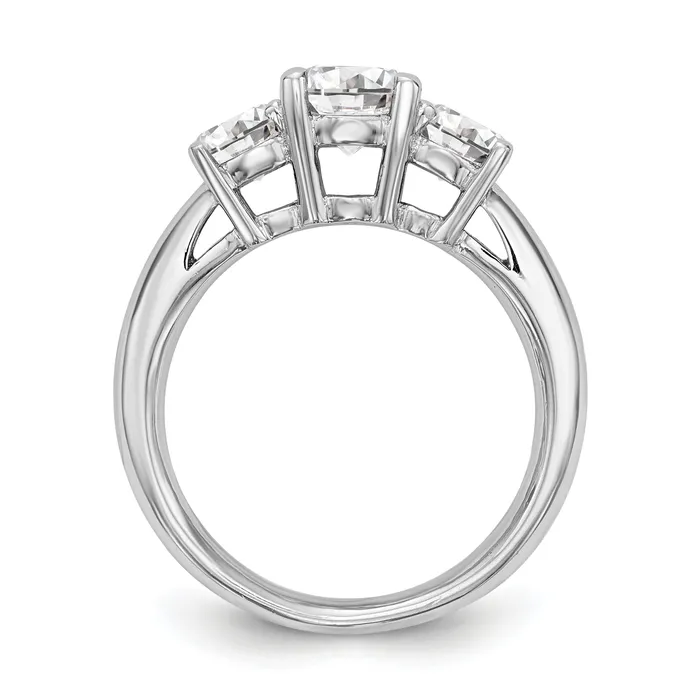 Goldia Rings 017ct CZ Solid Real 14K White Gold 3Stone Engagement Ring