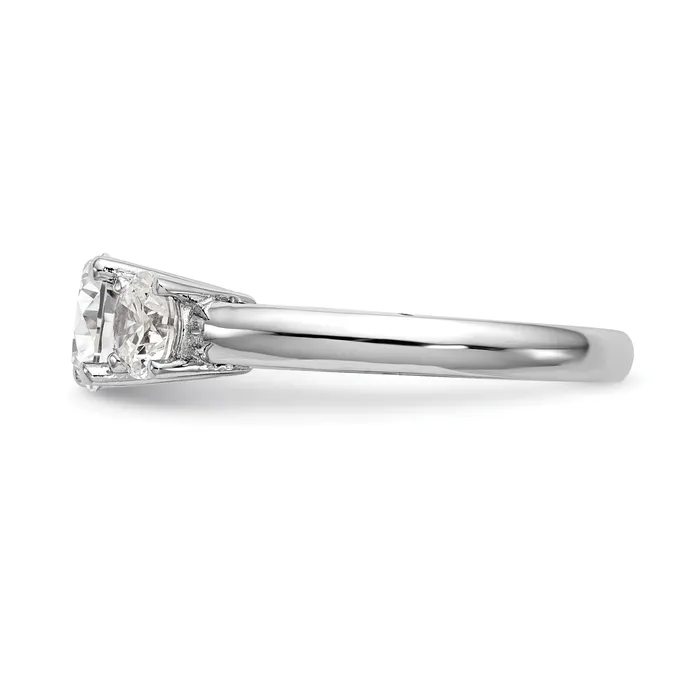 Goldia Rings 017ct CZ Solid Real 14K White Gold 3Stone Engagement Ring