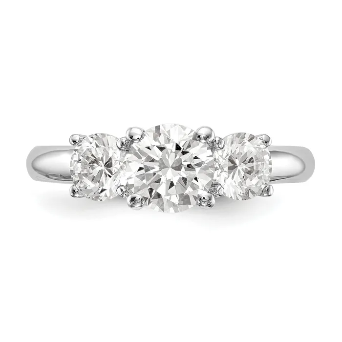Goldia Rings 017ct CZ Solid Real 14K White Gold 3Stone Engagement Ring