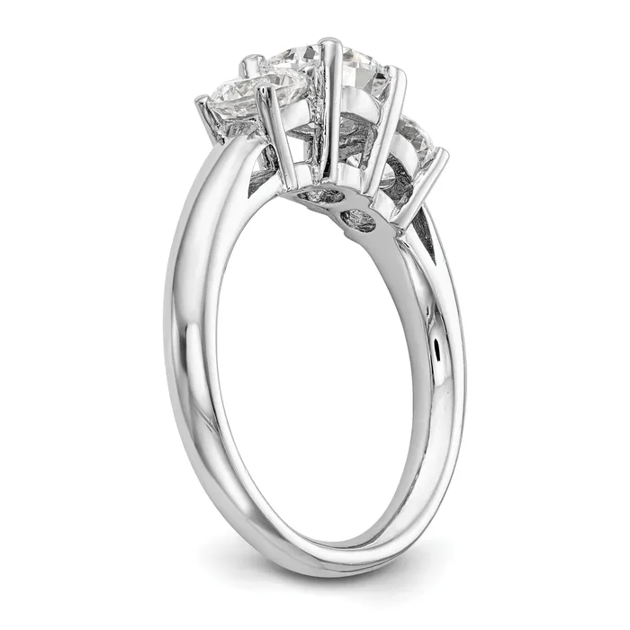 Goldia Rings 017ct CZ Solid Real 14K White Gold 3Stone Engagement Ring